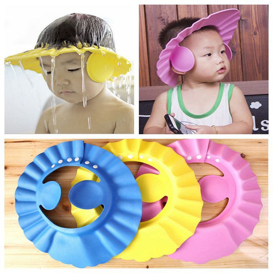 Baby Shower Cap Children Safe Bath Bathing Shampoo Caps Wash Hair Adjustable Elastic Shield for Kids Protective Bath Accessories